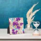 紫鮮やかと青のfを特徴とする花柄 フォトプラーク (インサイチュ)