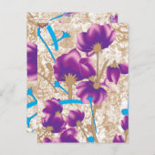 紫鮮やかと青のfを特徴とする花柄 ポストカード (正面/裏面)