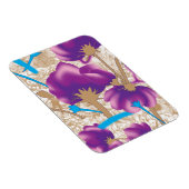 紫鮮やかと青のfを特徴とする花柄 マグネット (右側)