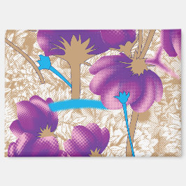 紫鮮やかと青のfを特徴とする花柄 マグネット