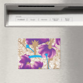 紫鮮やかと青のfを特徴とする花柄 マグネット (インサイチュ (食洗機))