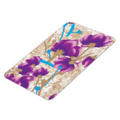 紫鮮やかと青のfを特徴とする花柄 マグネット (左側)