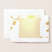 紫鮮やかと青のfを特徴とする花柄 箔カード (裏面封筒付き)