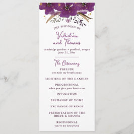 紫鮮やかの花と金ゴールドグリッター結婚ズ プログラム