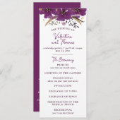 紫鮮やかの花と金ゴールドグリッター結婚ズ プログラム (正面/裏面)