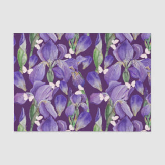 紫鮮やかの菖蒲の花と蝶 薄葉紙
