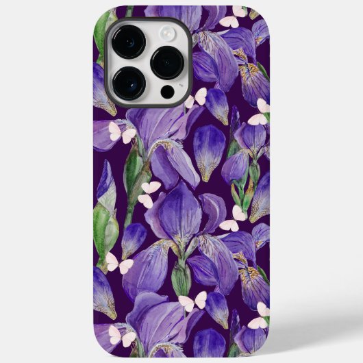 紫鮮やかの菖蒲の花と蝶 Case-Mate iPhoneケース (裏面)