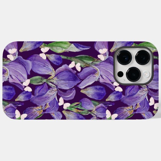 紫鮮やかの菖蒲の花と蝶 Case-Mate iPhoneケース (裏面 (横))