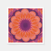 紫鮮やか付きオレンジフローラ万華鏡のように千変万化するパターン スタンダードカクテルナプキン (正面)