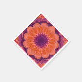 紫鮮やか付きオレンジフローラ万華鏡のように千変万化するパターン スタンダードカクテルナプキン (角)