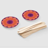 紫鮮やか付きオレンジフローラ万華鏡のように千変万化するパターン ハンドファン (組立なし)