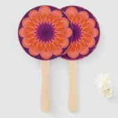 紫鮮やか付きオレンジフローラ万華鏡のように千変万化するパターン ハンドファン (正面&裏面)