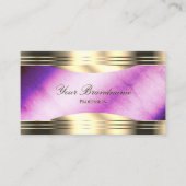 紫鮮やか大理石と飾金ゴールド縁ど付き 名刺 (正面)