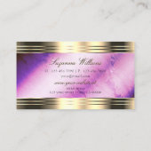 紫鮮やか大理石金ゴールド縁どとモノグラム 名刺 (裏面)