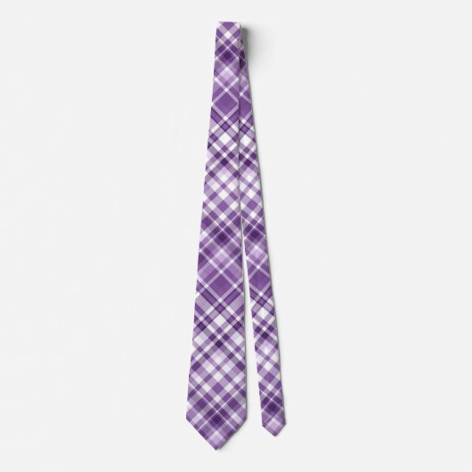 紫鮮やか格子状アルツハイマー認識度パターン ネクタイ (正面)