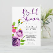 紫鮮やか水彩花束ブライダルシャワーイン 招待状 (スタンド正面)