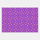 紫鮮やか色と珊瑚色の幾何学模様 ラッピングペーパーシート (正面3)