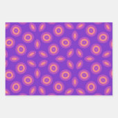 紫鮮やか色と珊瑚色の幾何学模様 ラッピングペーパーシート (正面2)