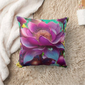 紫鮮やか色の花 クッション (ブランケット)