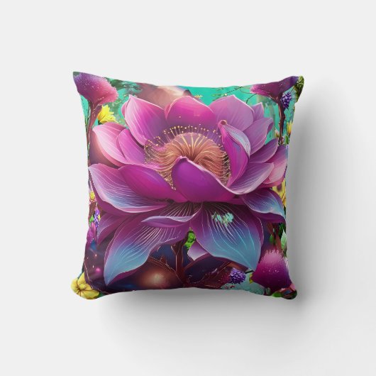 紫鮮やか色の花 クッション (正面)