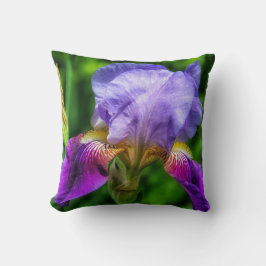 紫鮮やか青・黄色の虹彩花 クッション