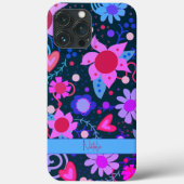 紫鮮やか黒モダンフローラカスタマイズ Case-Mate iPhoneケース (裏面)