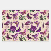 紫鳥の蝶とキノコ ラッピングペーパーシート (正面2)