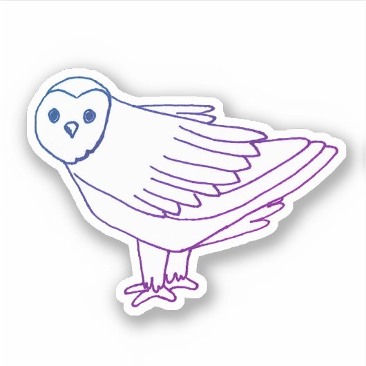 紫鳥芸術的フクロウ シール (正面)