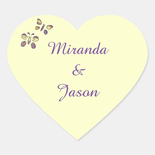 紫黄ダイヤモンド蝶結婚のアザラシ ハートシール (正面)