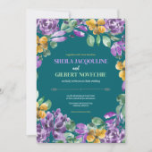 紫黄花結婚テーマ 招待状 (正面)
