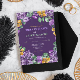 紫黄花結婚テーマ 招待状