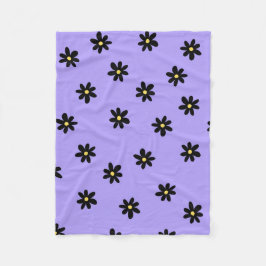 紫黒熱帯フローラ夏 フリースブランケット