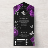 紫黒銀バラエレガント蝶グラム  オールインワン招待状 (内側)