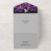 紫黒銀バラエレガント蝶グラム  オールインワン招待状 (外側)