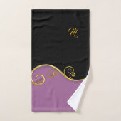 紫黒/イニシャルなし バスタオルセット (ハンドタオル)