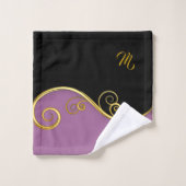 紫黒/イニシャルなし バスタオルセット (ウォッシュタオル)