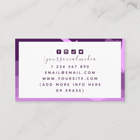 紫龍タトゥーアーティストソーシャルメディフェミニンア 名刺 (裏面)