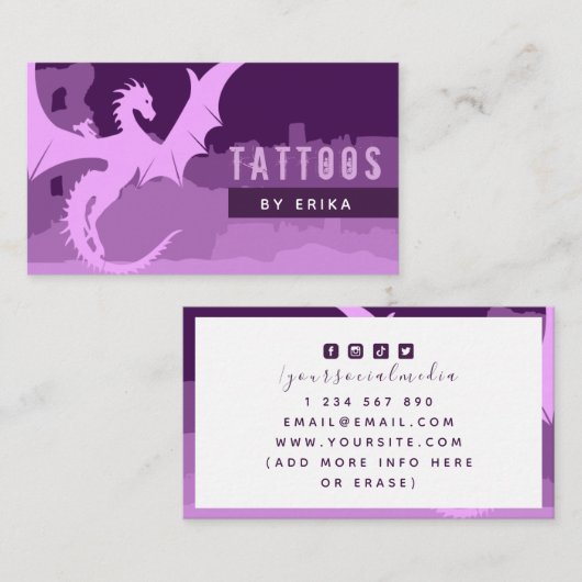 紫龍タトゥーアーティストソーシャルメディフェミニンア 名刺 (正面/裏面)