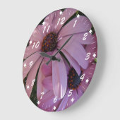 紫2つのデイジー ラージ壁時計 (傾斜)