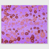 紫2包み紙の赤とバラのキス ラッピングペーパー (フラット)