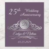 紫25周年記念に銀が渦巻結婚く ワインラベル (シングルラベル)