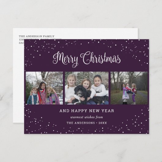 紫3フォトコラージュ書道 シーズンポストカード (正面/裏面)