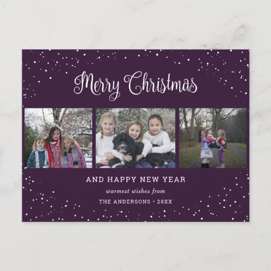 紫3フォトコラージュ書道 シーズンポストカード (正面)