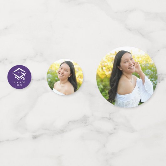 紫3写真卒業スクリプトモダンハートキャップ コンフェッティ (裏面)