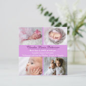 紫4枚の写真 – 誕生のお知らせ 案内状 (スタンド正面)