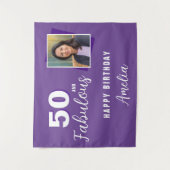 紫50と素晴らしい誕生日写真の背景 タペストリー (正面)