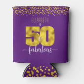 紫50と素晴らしい誕生日金ゴールドのドットはっきりした 缶クーラー (正面)
