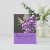 紫50誕生日招待状と蝶 招待状 (スタンド正面)