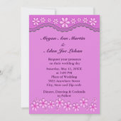 紫6花弁ピンクの花結婚式招待状 招待状 (正面)