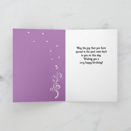 紫60と素晴らしい葉60th誕生日写真 カード (内部)